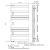 Handdoekradiator BWS Boss Links aansluiting 681W 120x60 cm Zwart