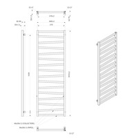 Designradiator Sapho Zig Recht 60x1810 cm 824W Mat Zwart