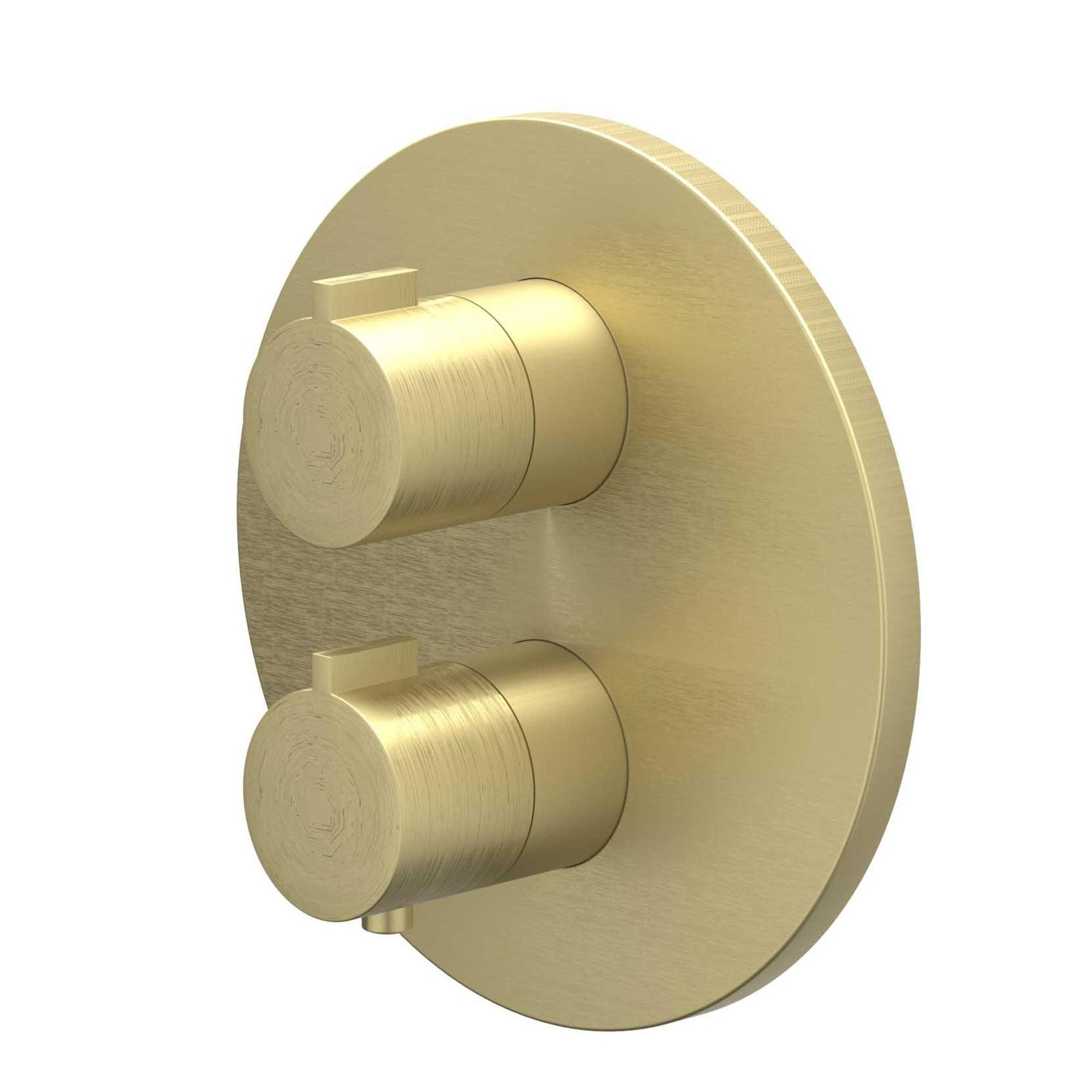Afbouwdeel IVY Pact Inbouwthermostaat Symmetry 2-Weg Stop-Omstel Met Rond Rozet Geborsteld Mat Goud PVD IVY
