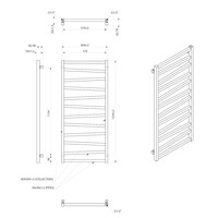 Designradiator Sapho Zig Recht 60x133,4 cm 601W Mat Zwart