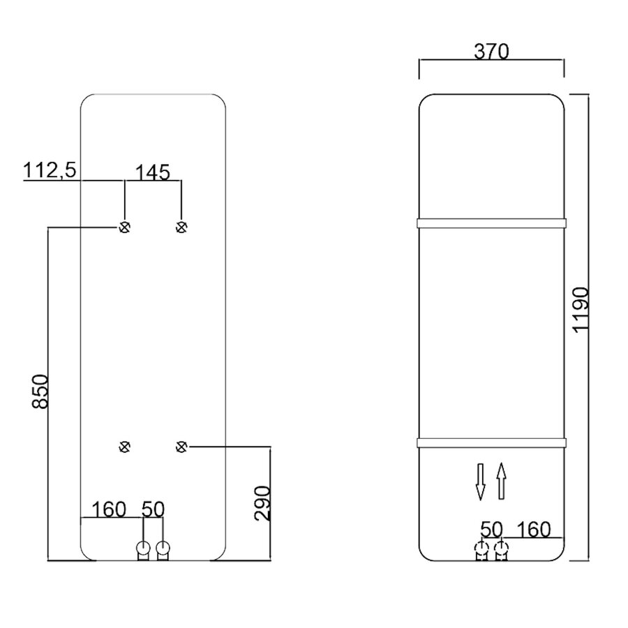Designradiator Sapho Tabella 37x119 cm Mat Wit