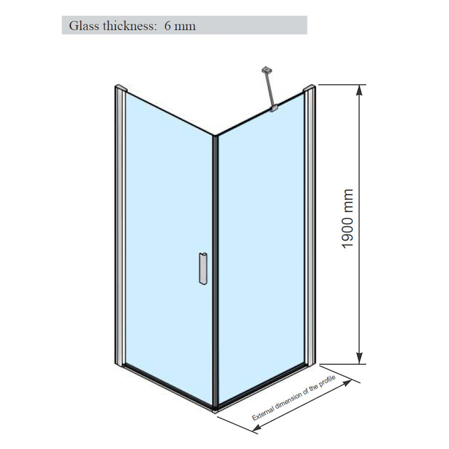 Douchecabine | BWS Gusma | 1 Deur | 90x90x190 cm | Chroom