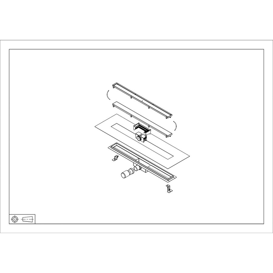 Douchegoot met Tegelrooster en Flens Wiesbaden Suus 70x7 Cm Geborsteld Messing