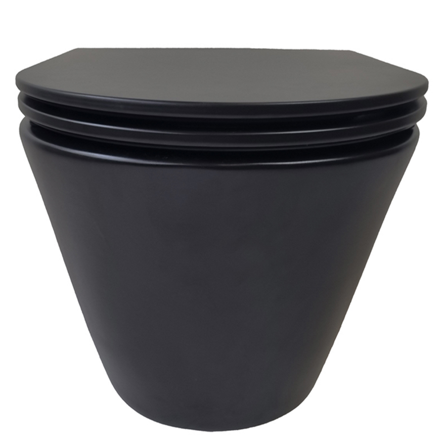 Stereo Rimless Wandcloset BWS Mat Zwart Met Astev Toiletzitting Softclose En Quick Release Mat Zwart