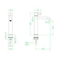 Wastafelkraan IVY Pact Model M Coldstart Geborsteld Nickel PVD
