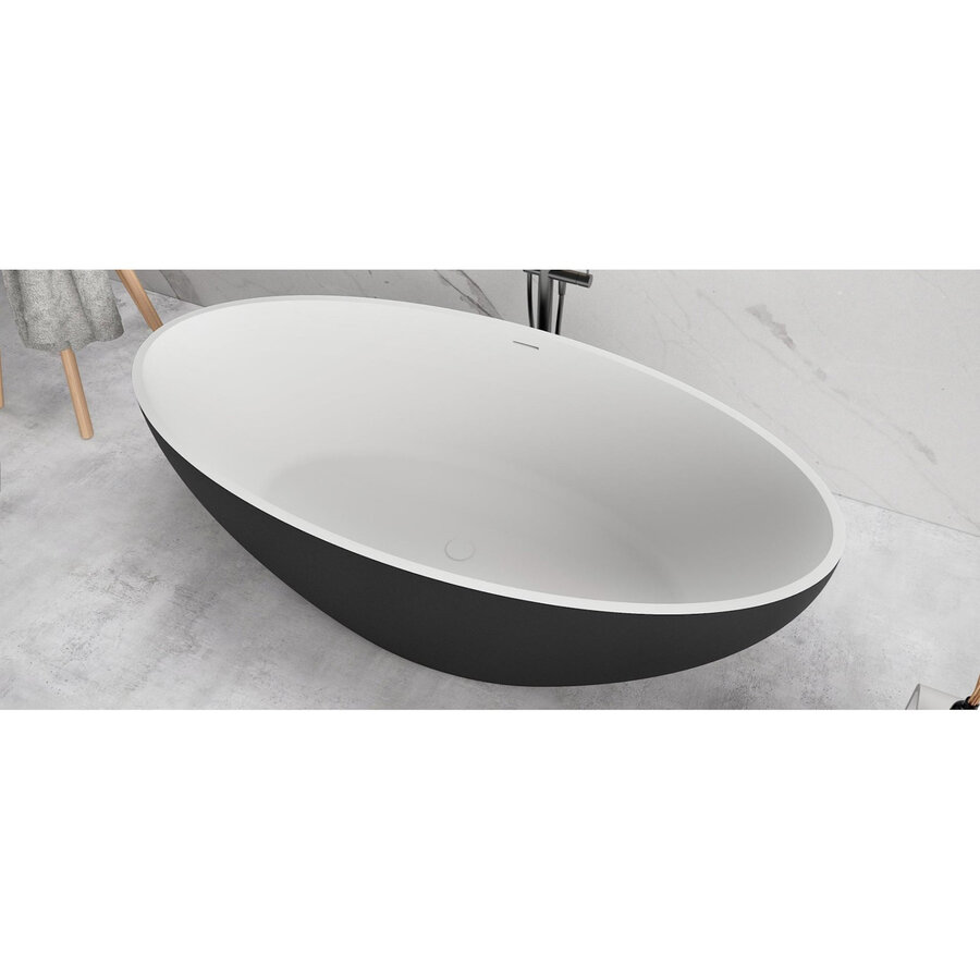 Ligbad Vrijstaand Ideavit Solidellipse 180x88x55 cm Solid Surface Mat Zwart