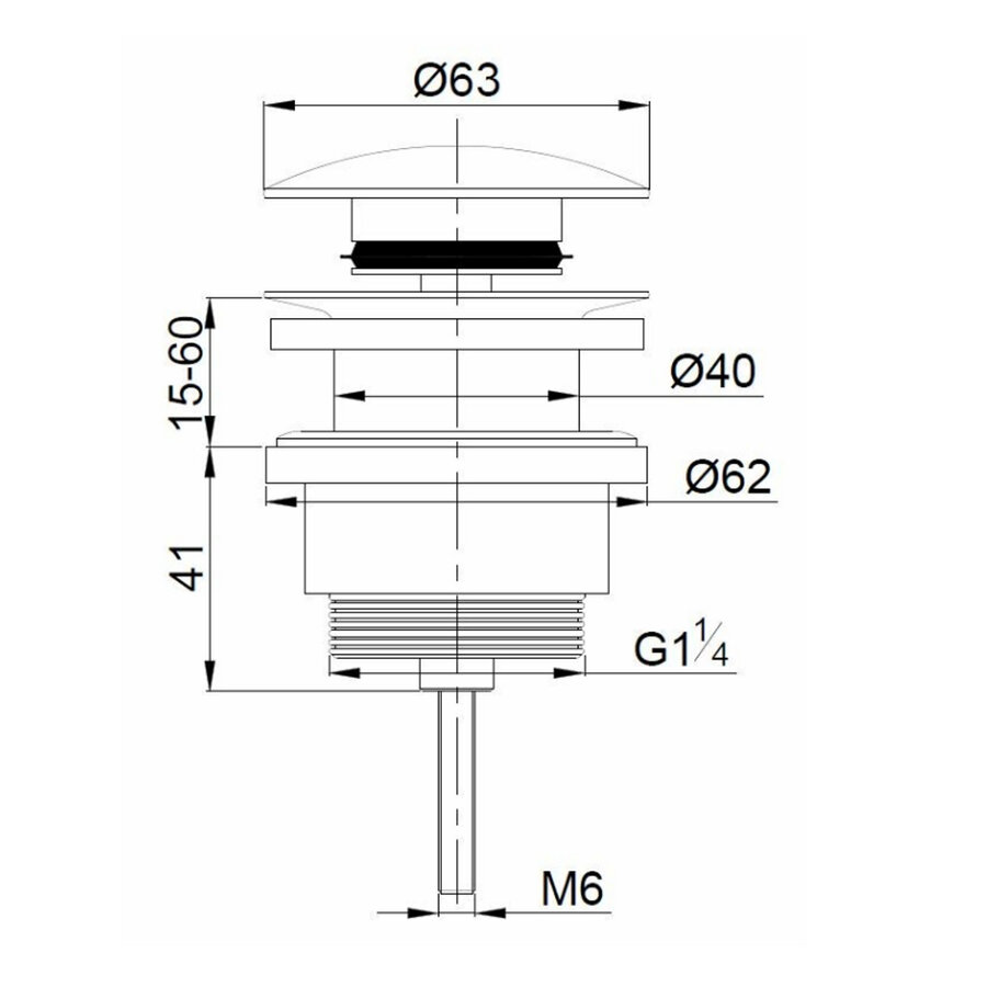 Clickwaste Luxe Wiesbaden Laag Model 5/4" Geborsteld Brons Koper