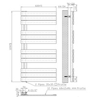 Handdoekradiator BWS Boss Links aansluiting 681W 120x60 cm Wit