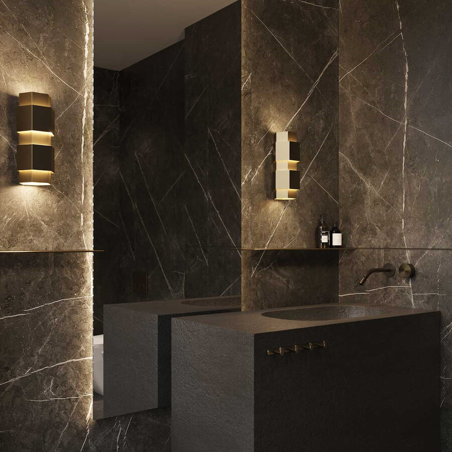 Wandlamp Martens & Meijer Monaco 10x26 Cm Hexagon Geborsteld Koper