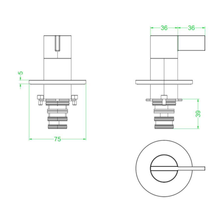 Afbouwdeel IVY Pact 2-Weg Stop-Omstel Geborsteld Metal Black PVD