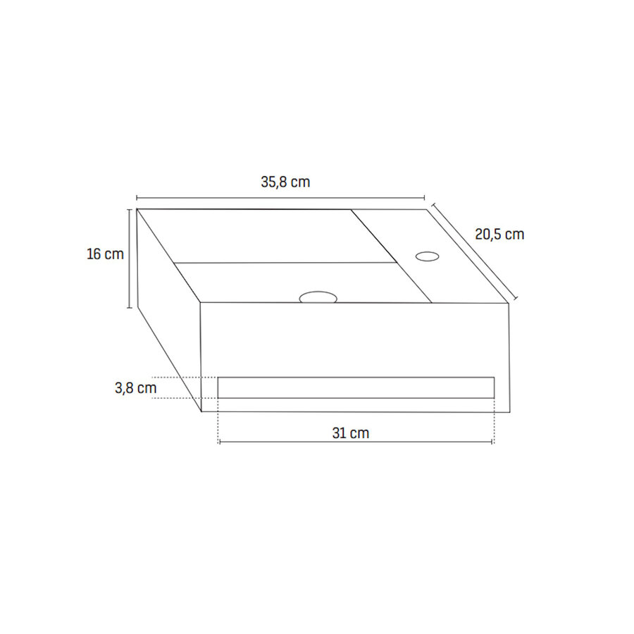 Fontein BWS Solid Surface Met Handdoekhouder 16x35,8x20,5 cm Rechts Mat Wit