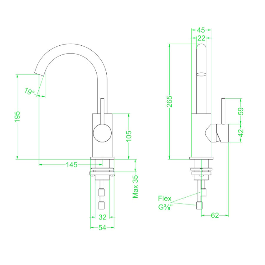 Wastafelkraan IVY Concord Draaibare Uitloop Coldstart RVS316 Geborsteld Mat Koper PVD