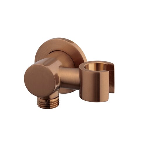 Wandaansluitbocht BWS Danielle Met Kantelbare Handdouchehouder Rond 1/2" Geborsteld Brons Koper 