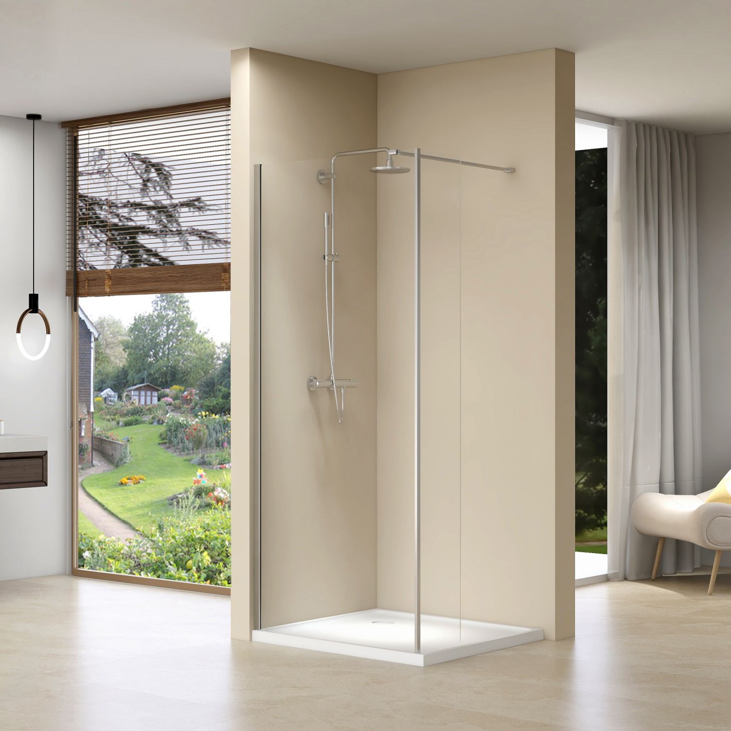 Inloopdouche Van Rijn ST01 Met Zijwand Helder Glas 90-30x200 cm 8 mm Chroom van Rijn