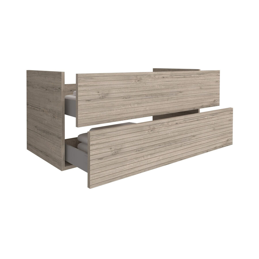 Onderkast BWS Elite 120x45x50 cm Met Horizontaal Reliëf Licht Hout