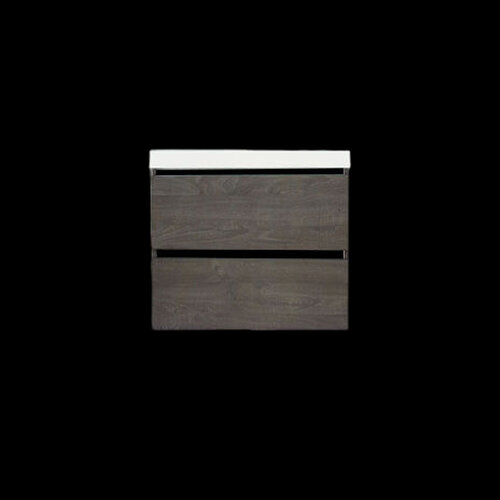 Onderkast Sanilux Trendline Met Greeplijst Mat Zwart 60x47x52 Cm Silver Oak 