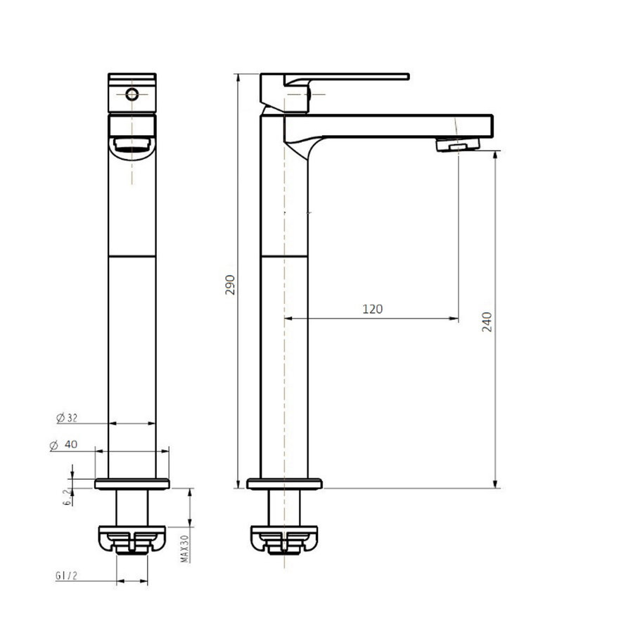 Best-Design Chrome "High-Home" Hoge Toiletkraan