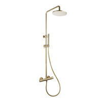 Regendoucheset Opbouw Sanilux Blair Thermostatisch Geribbelde Knop Douchekop 25 cm Goud