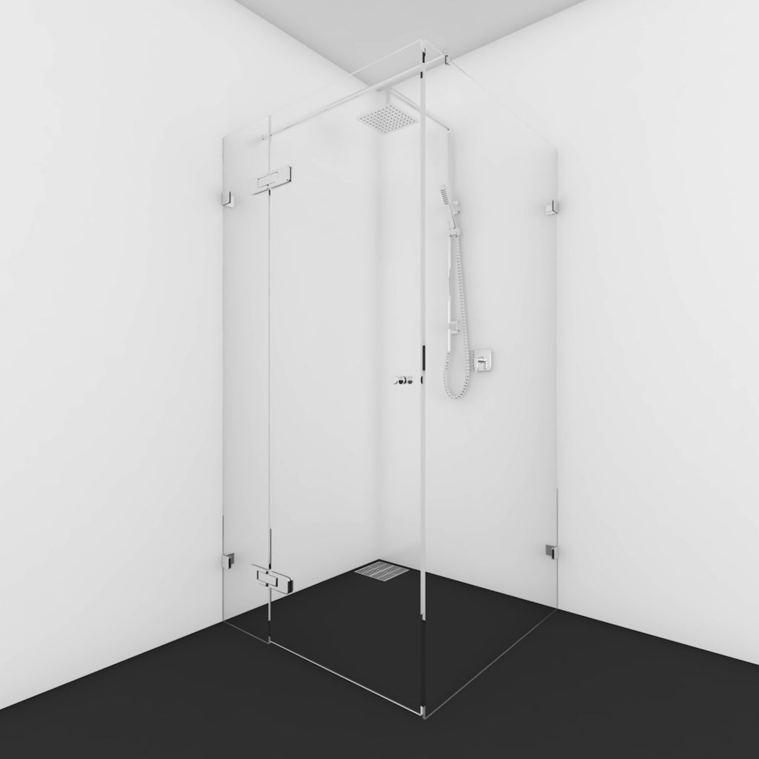 Nisdeur Met zijwand incl. Stabilisatie Van Rijn Products 8 mm Helder Glas HxB Max 200x120 cm Ronde knop van Rijn