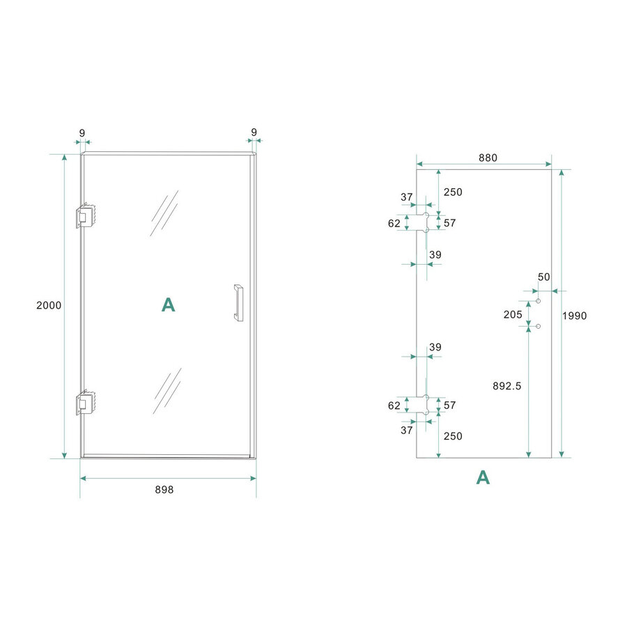 Glas Voor Nisdeur Wiesbaden Less 90x200 cm 8 mm Nano Helder Glas