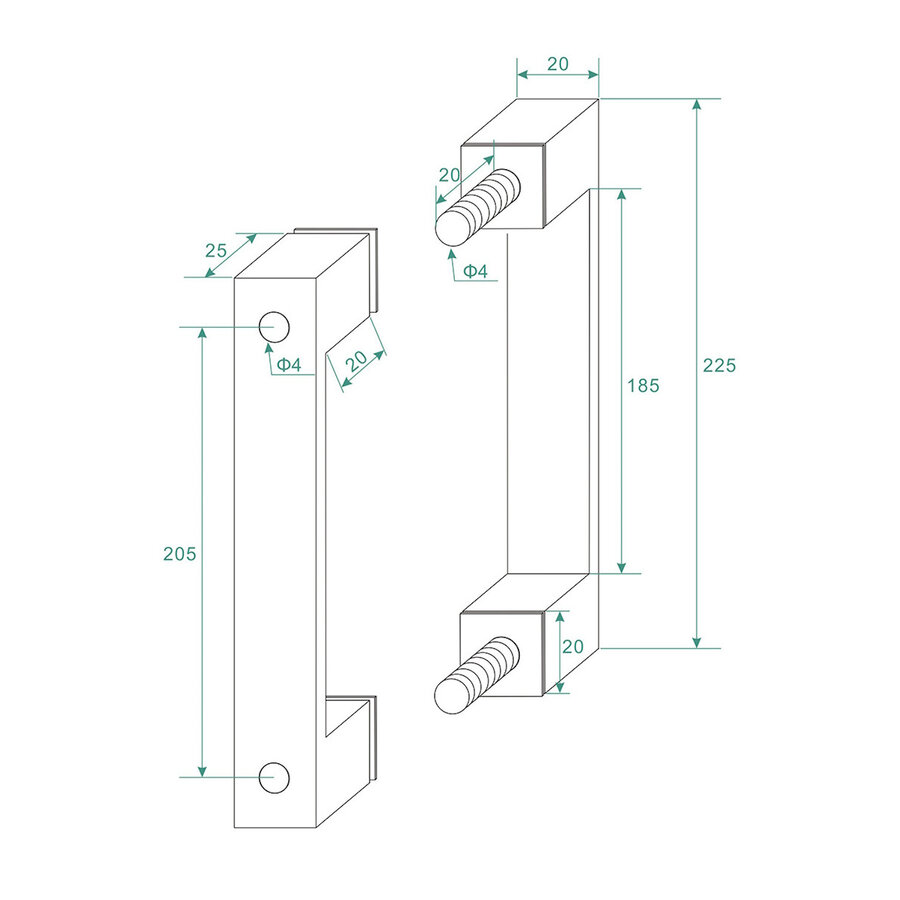Scharnierset En Greep tbv Profielloze Nisdeur BWS Miley Gunmetal