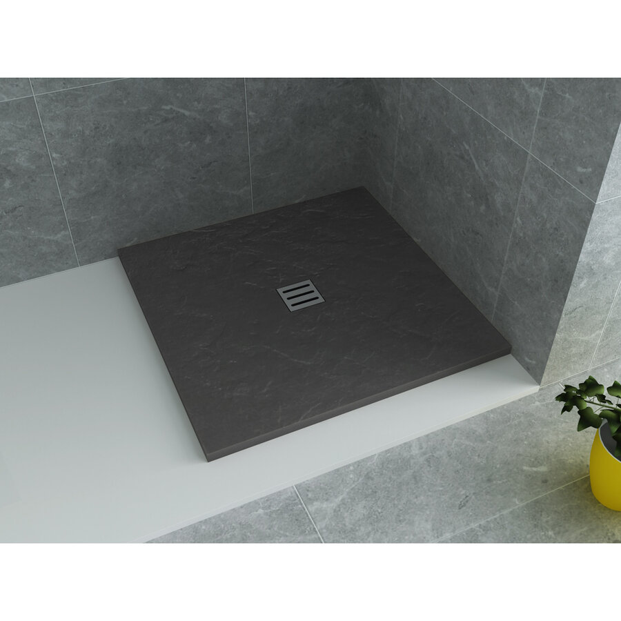 Douchebak BWS Ilonda Vierkant Acryl 80x80cm Mat Antraciet