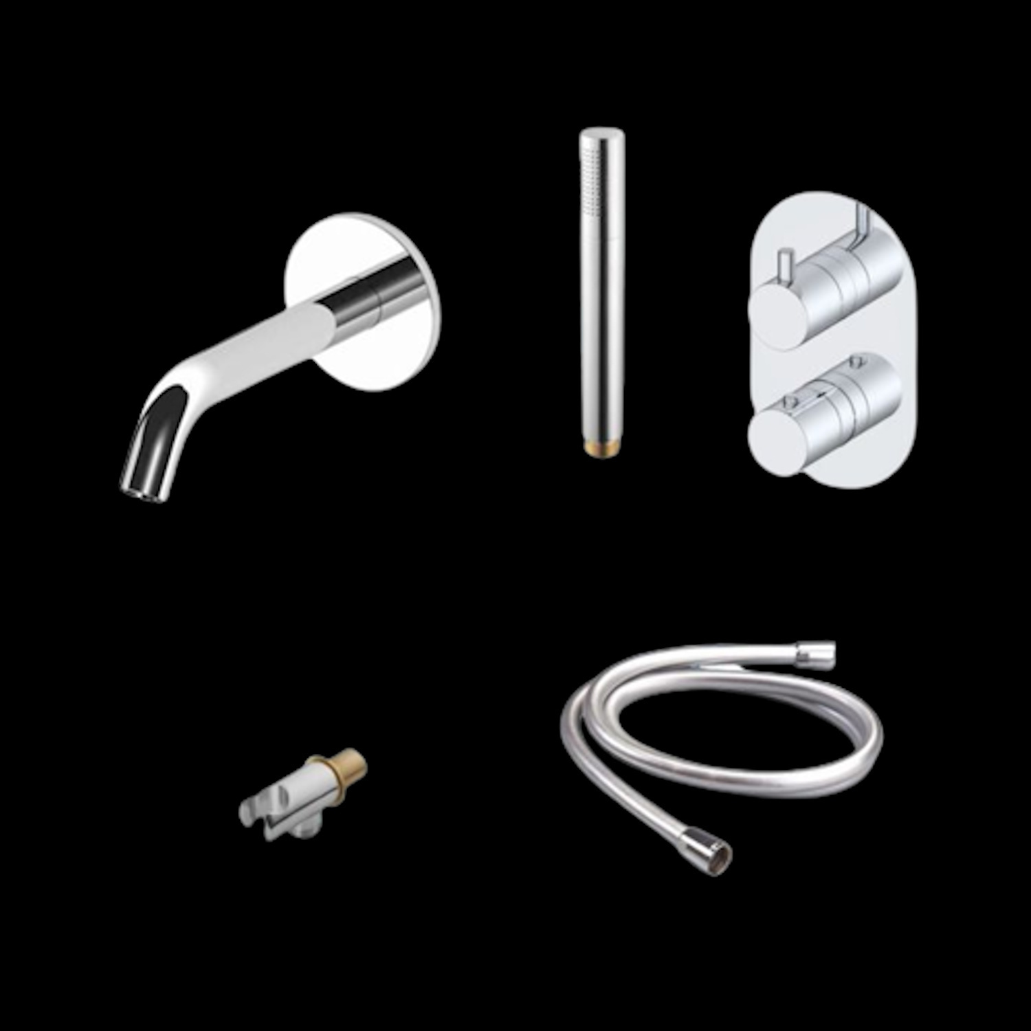 Badset Sanilux Rubb Inbouw Met Thermostaat, Doucheslang en Handdouche Chroom Sanilux
