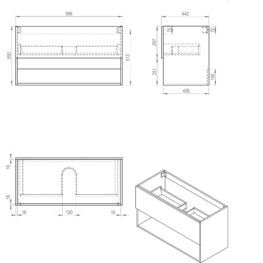Best-Design "Rigatti-100-Black-Greeploos" Meubel Onderkast 100 cm