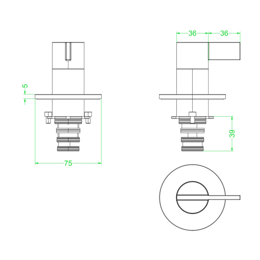 Afbouwdeel IVY Pact 2-Weg Stop-Omstel Chroom