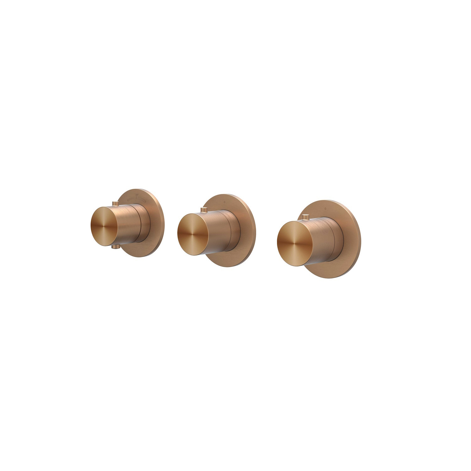 Afbouwdeel IVY Concord Inbouwthermostaat 2 Stopkranen Symmetry Met Ronde Rozetten RVS316 Geborsteld Mat Koper PVD IVY