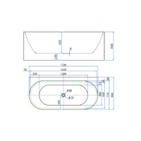 Back To Wall Bad Luca Sanitair Primo Acryl 170x80x60 cm Incl. Afvoerset Glans Wit