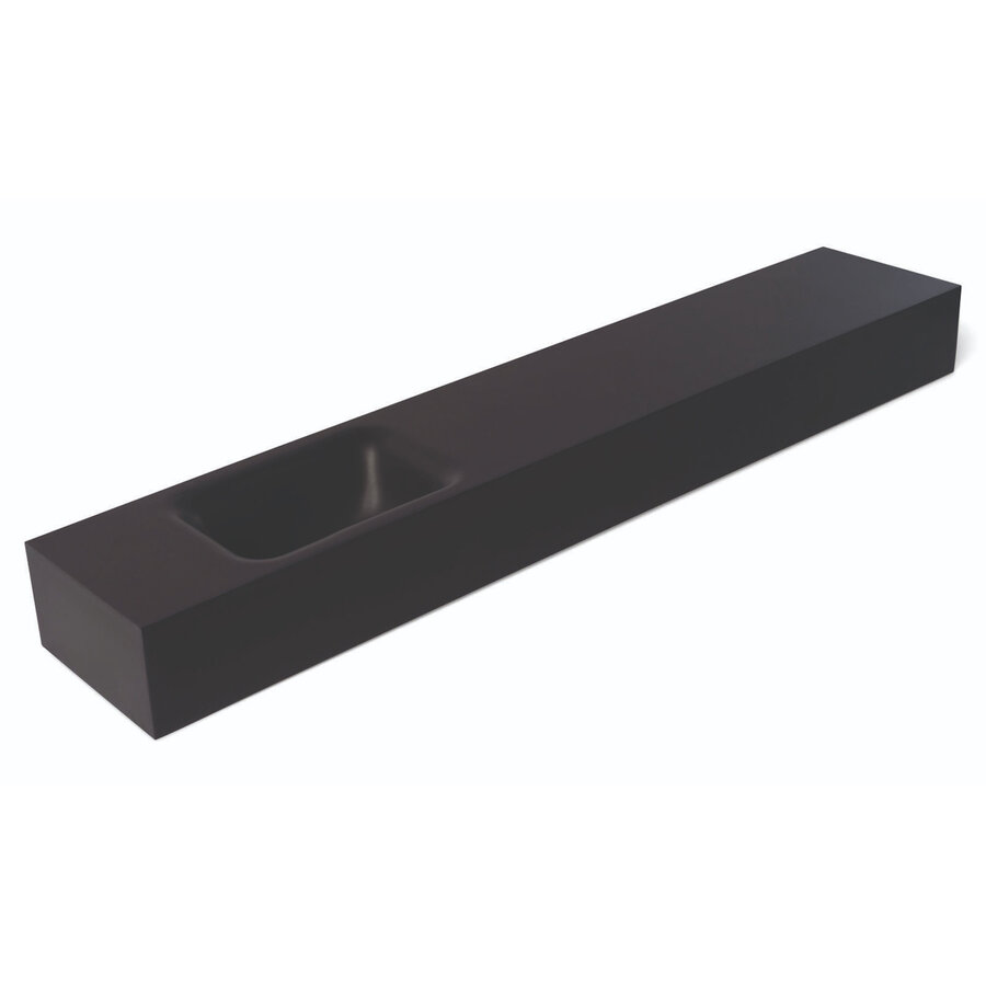 Fontein Luca Sanitair Lea 120x22x12 cm Solid Surface Links Zonder Kraangat Mat Antraciet