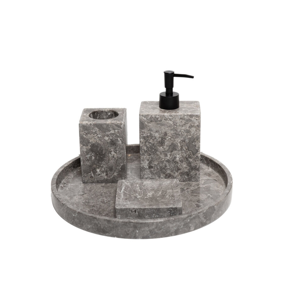 Accessoires set Loutro Sabii Bestaande Uit Tandenborstelhouder, Zeephouder, Zeeppompje en Zeepschaal Taupe