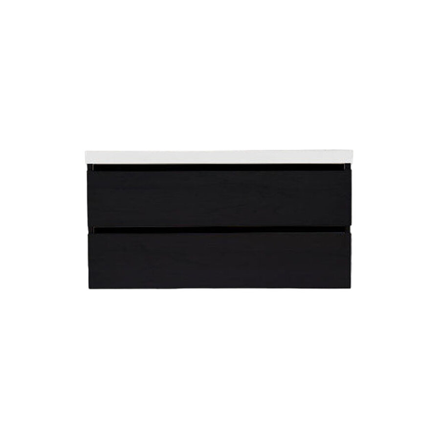 Onderkast Sanilux Trendline Met Greeplijst Mat Zwart 100x47x52 cm Black Oak