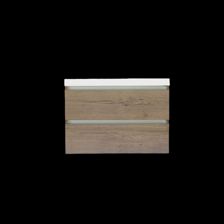 Onderkast Sanilux Trendline Met Greeplijst Aluminium 80x47x52 Cm Tabak Oak