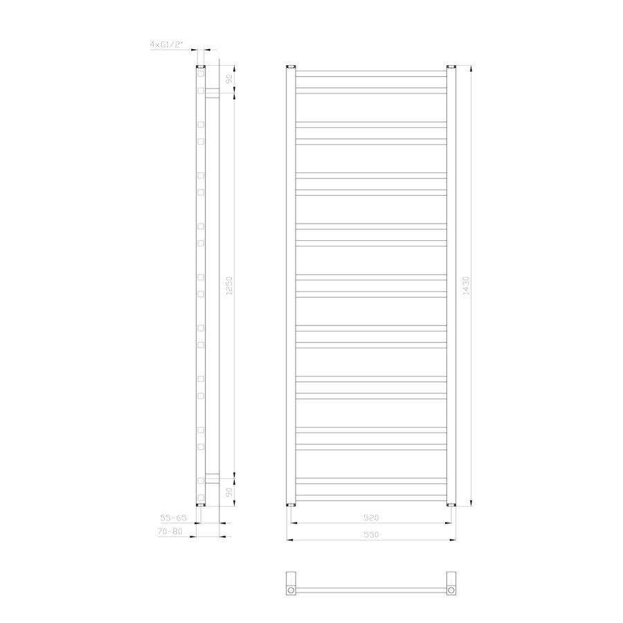 Designradiator Sapho Metro Dos 55x143 cm Wit