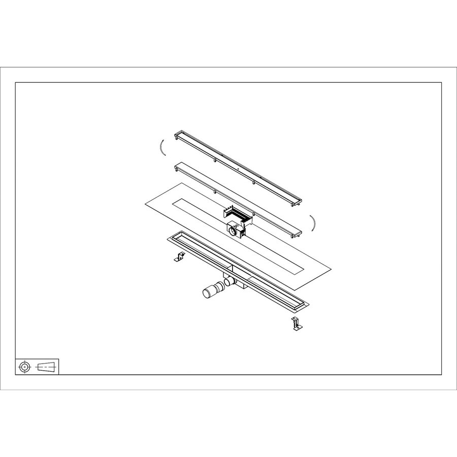 Douchegoot met Tegelrooster en Flens BWS Roos 90x7 Cm Geborsteld Messing