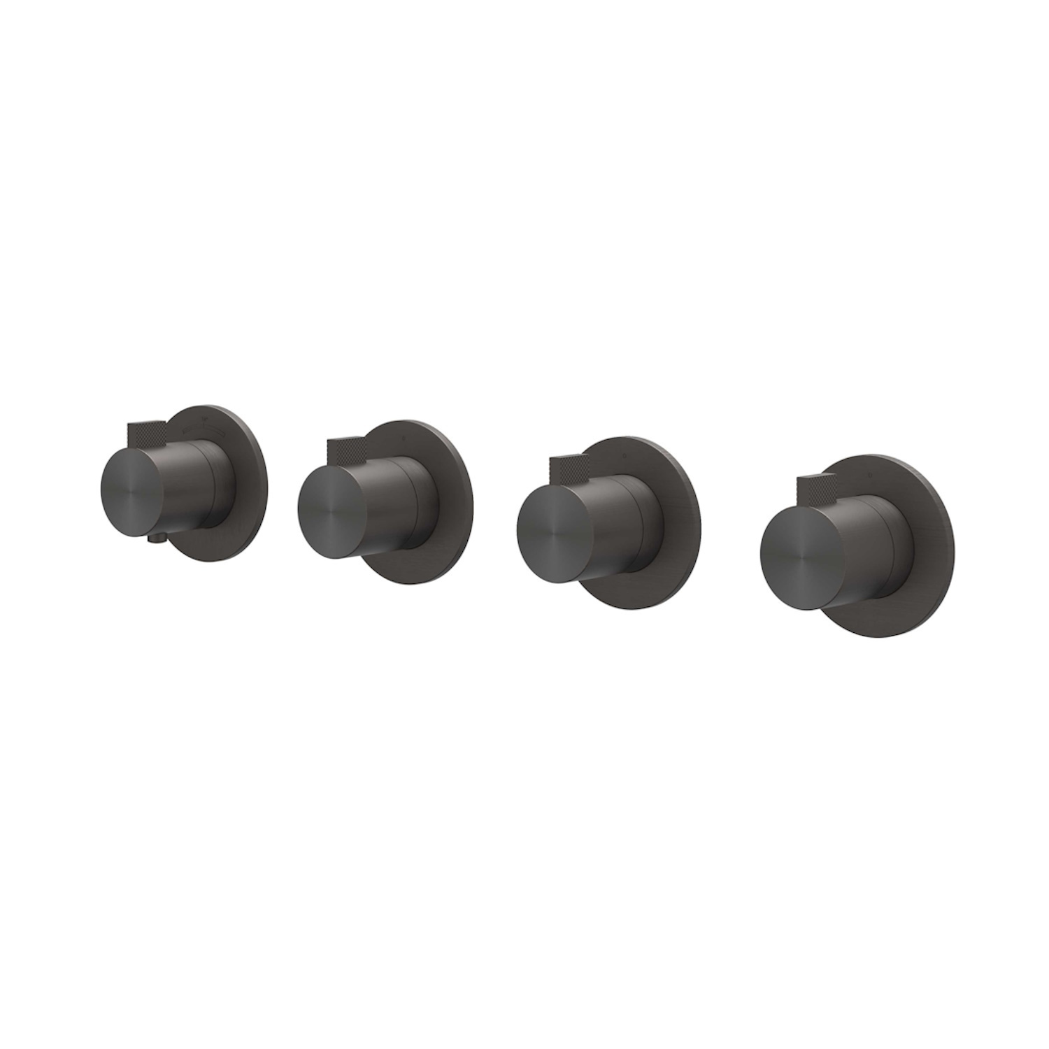 Afbouwdeel IVY Tribe Inbouwthermostaat 3 Stopkranen Symmetry Met Ronde Rozetten RVS316 Geborsteld Carbon Black PVD IVY
