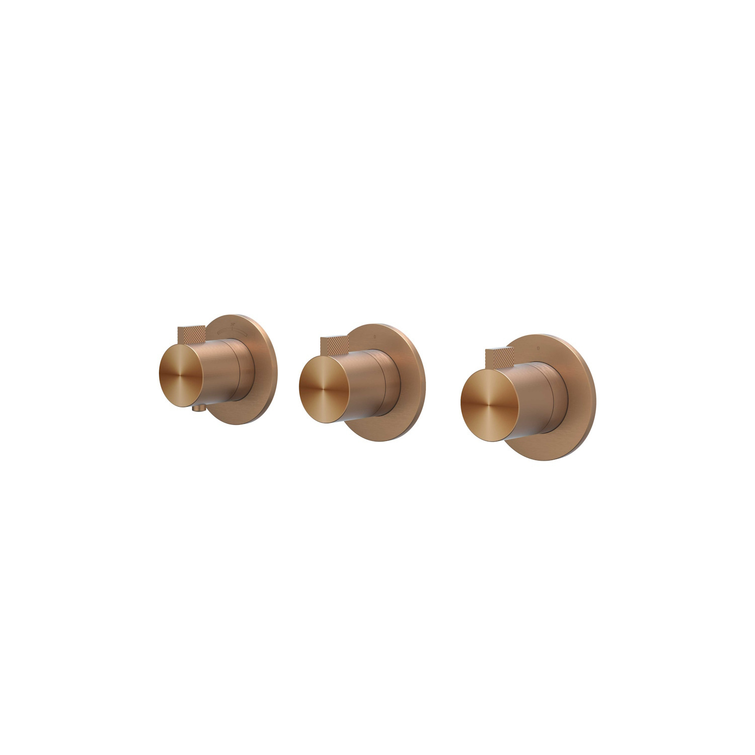 Afbouwdeel IVY Tribe Inbouwthermostaat 2 Stopkranen Symmetry Met Ronde Rozetten RVS316 Geborsteld Mat Koper PVD IVY