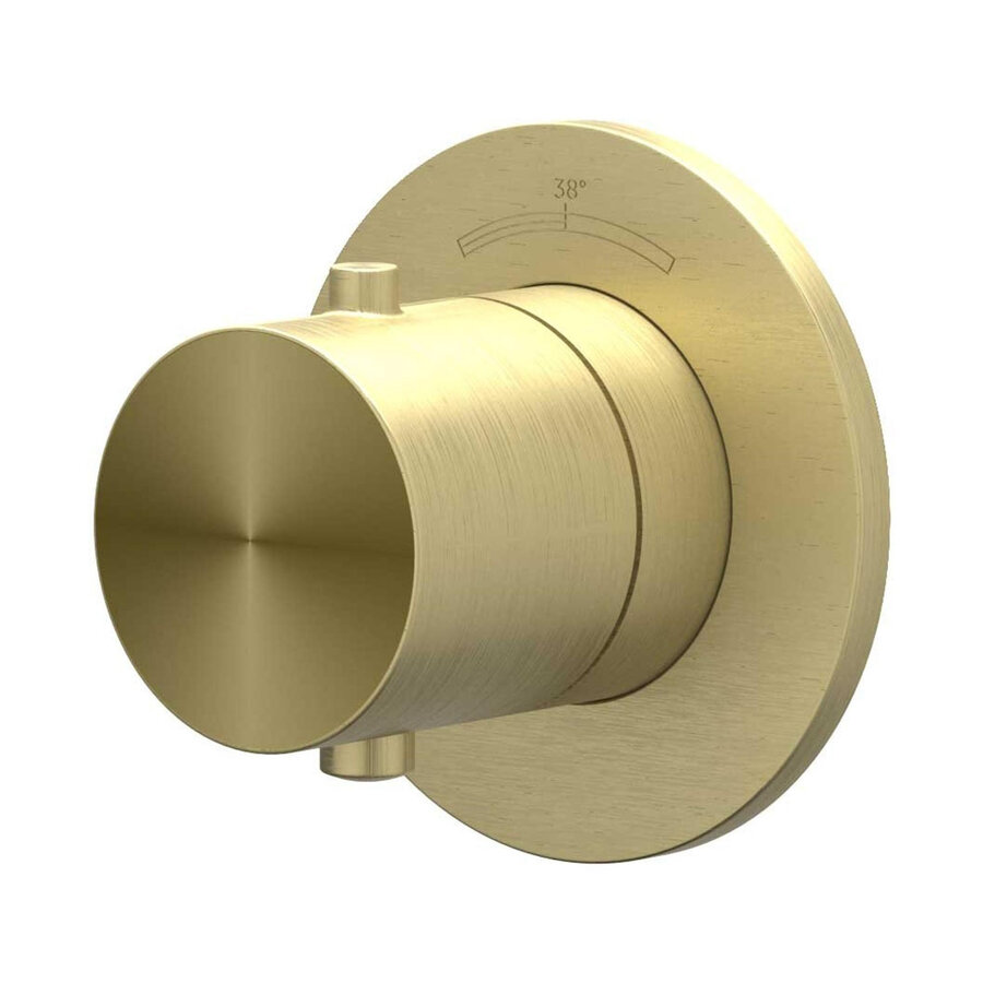 Afbouwdeel IVY Concord Inbouwthermostaat Symmetry Met Rond Rozet RVS316 Geborsteld Mat Goud PVD
