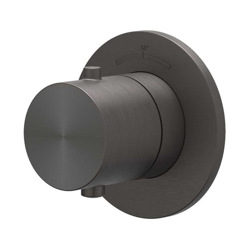 Afbouwdeel IVY Concord Inbouwthermostaat Symmetry Met Rond Rozet RVS316 Geborsteld Carbon Black PVD 