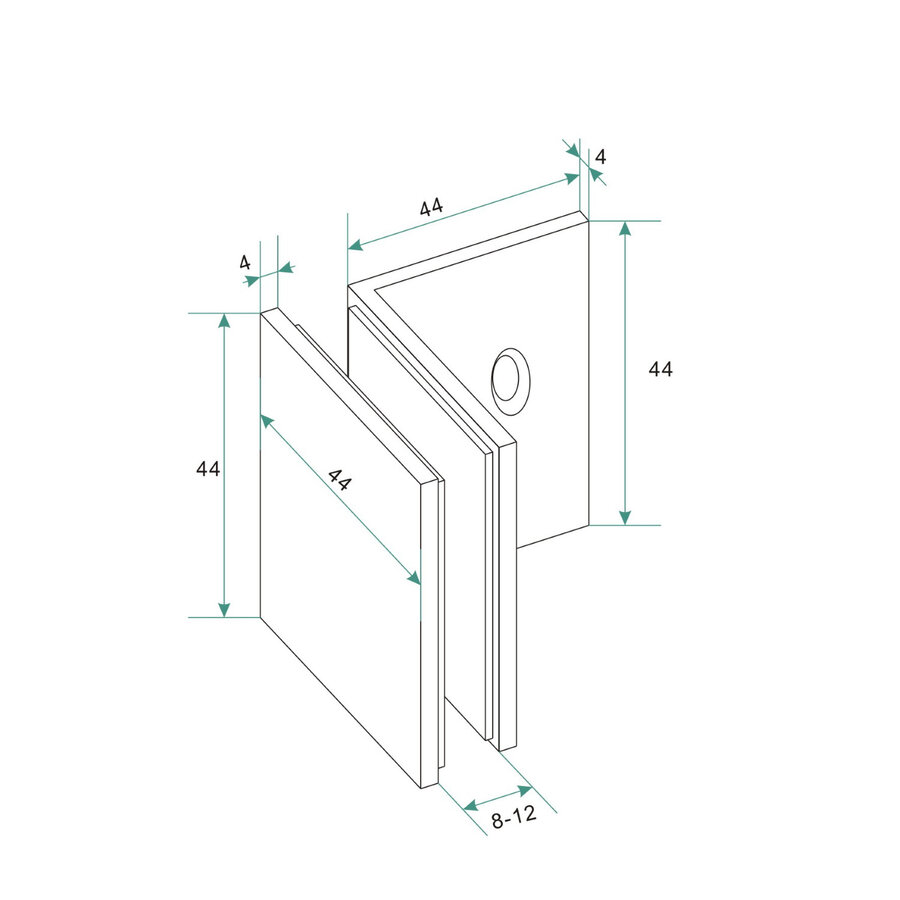 Glaskoppeling Set BWS tbv Inloopdouche Profielloos Mat Zwart