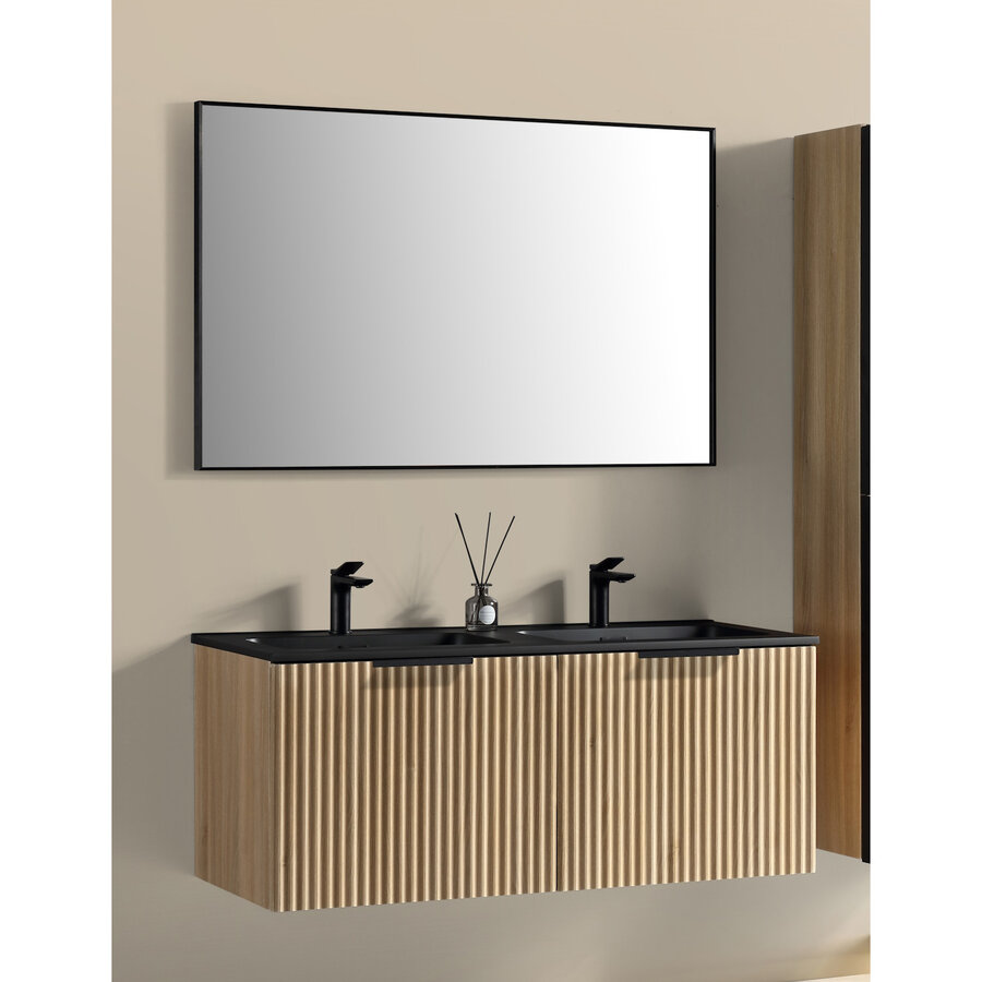 Badkamermeubelset Wiesbaden Ribbella 120 Cm Naturel Eik Mat Zwart