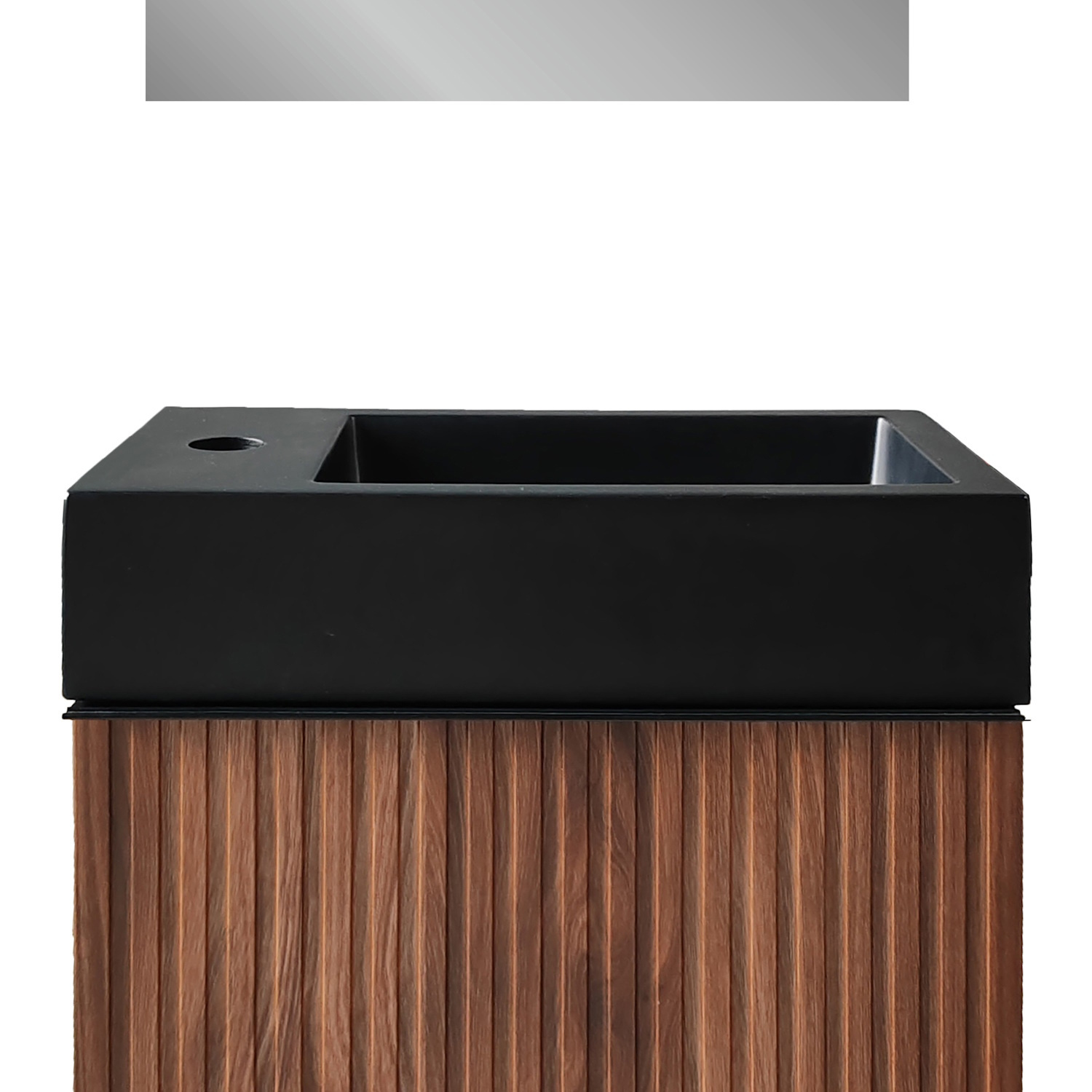 Wastafel BWS Sona Met Kraangat Links/Rechts 40x22,5 cm Mat Zwart Boss & Wessing