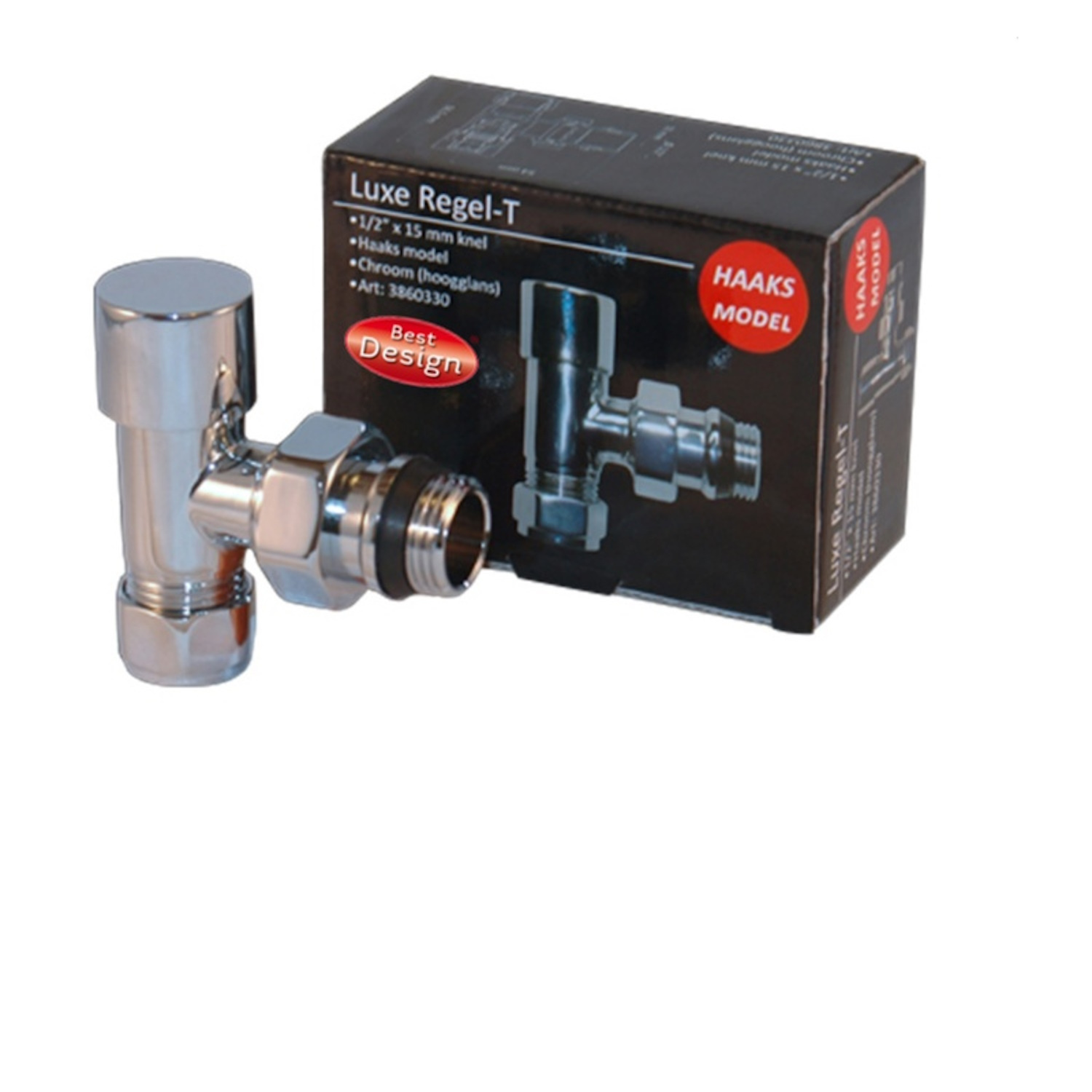 Best Design Voetventiel Haaks Luxe Regel T 1/2''x15 mm Chroom