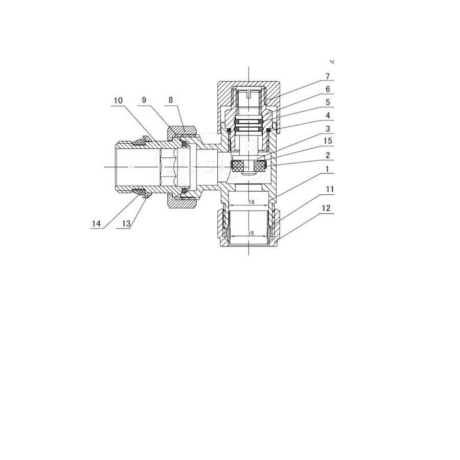 Voetventiel Haaks Best Design Luxe Regel T 1/2''x15mm Chroom