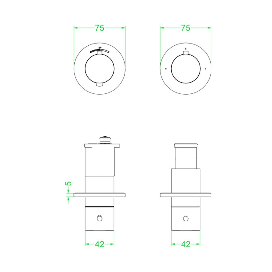 Afbouwdeel IVY Bond Inbouwthermostaat Symmetry 2-Weg Stop-Omstel Met Rond Rozet Geborsteld Nickel PVD
