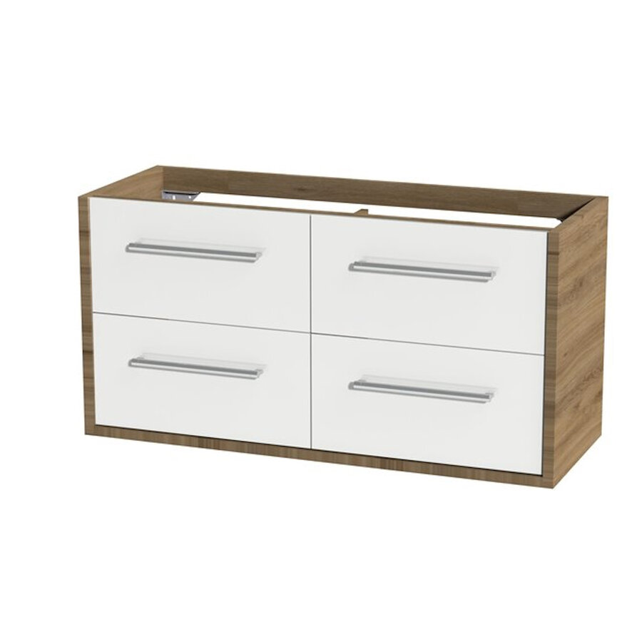 Tiger Boston Wastafelonderkast 120 cm Hoogglans Wit Chalet Eik