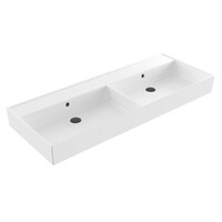Wastafel Sanilux Edge Keramiek 120 Dubbele Wasbak 0 Kraangaten Glans Wit