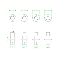 Afbouwdeel IVY Tribe Inbouwthermostaat 3 Stopkranen Symmetry Met Ronde Rozetten RVS316 Geborsteld Mat Koper PVD